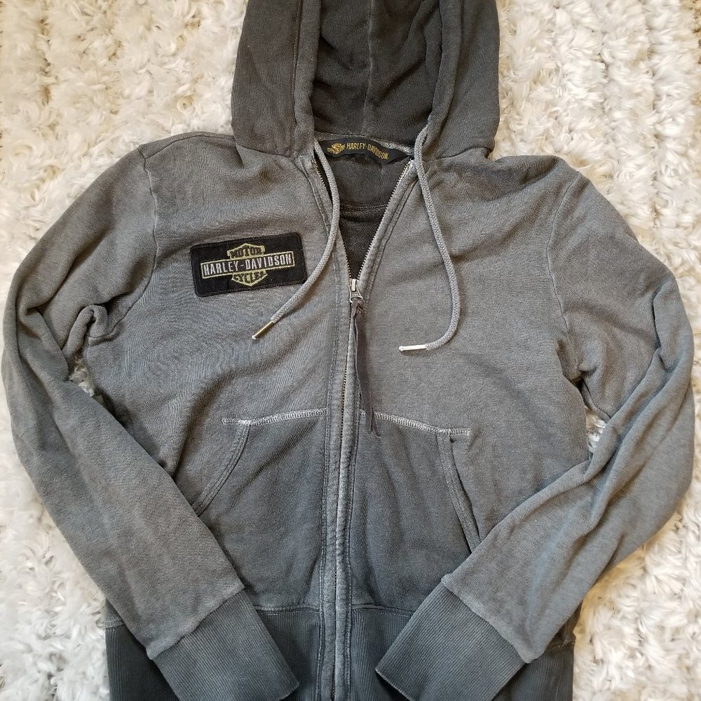 Harley Davidson Grey Zip Up Hoodie